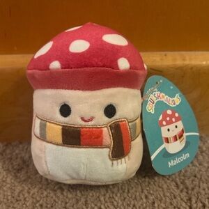 NWT 4” VHTF Malcolm the Mushroom with fall/winter scarf Squishmallows regional